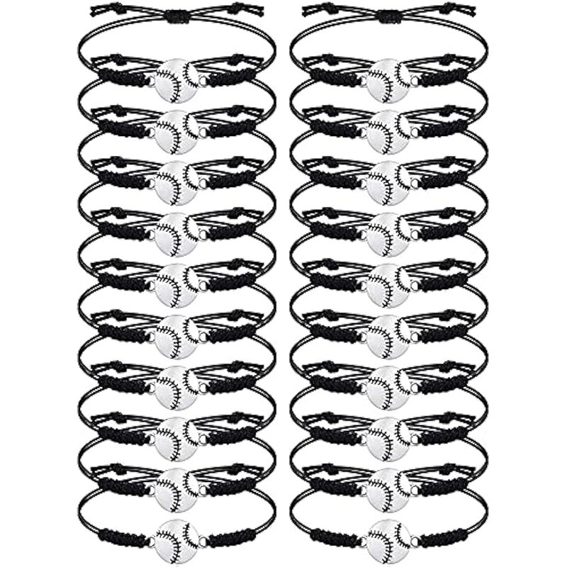 Arabest Jadive 20 Pieces Softball Bracelet Bulk Softball Gifts Softball Charm Bracelet Adjustable Braided Rope Bracelet Gifts for Team Sport Players Adult Woman - Image 1